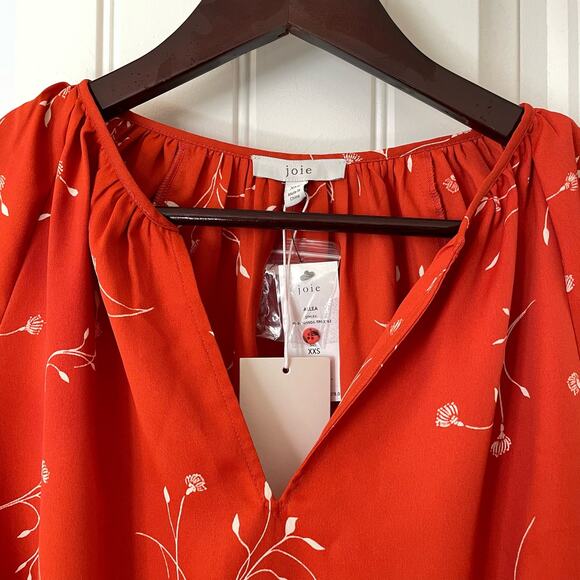 Joie Orange floral blouse, XXS - Picture 2 of 10
